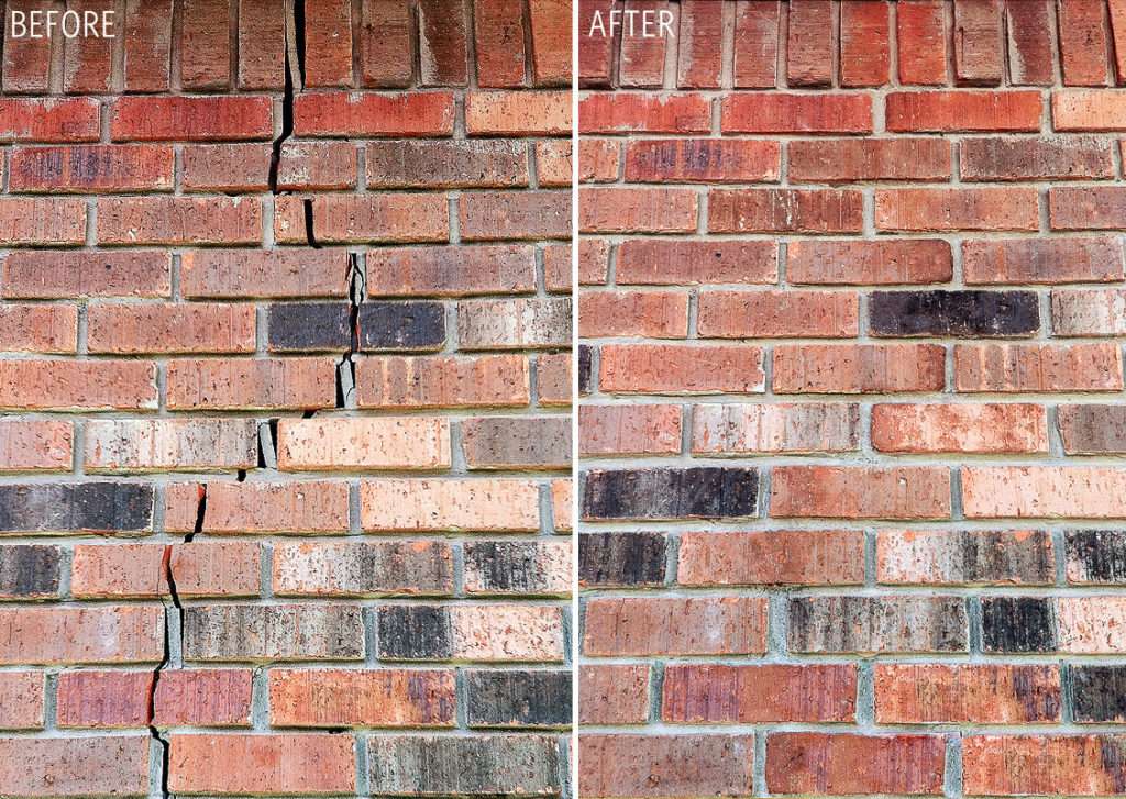 Cracked Bricks And Repaired Bricks with Mortar