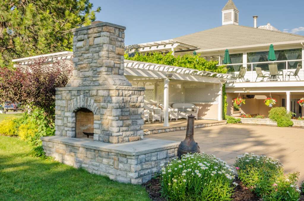 Outdoor Firepit, Brick Fireplace